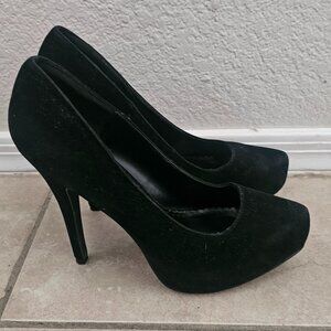 QUPID Black Suede Platform Pumps SZ 7